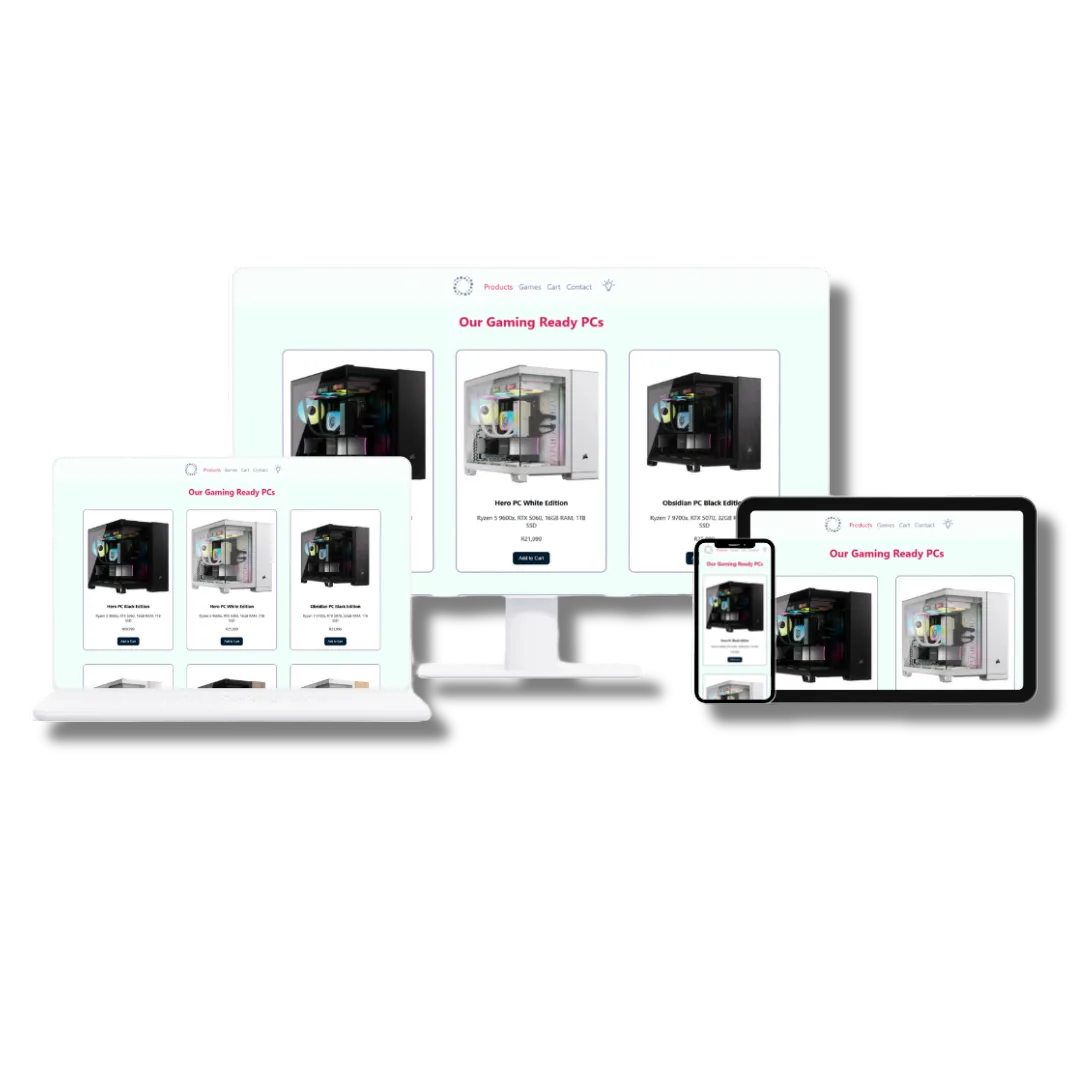 Website Mockup Gamers Warehouse Shadow
