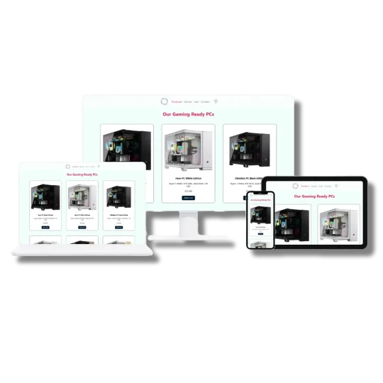 Website Mockup Gamers Warehouse products Shadow